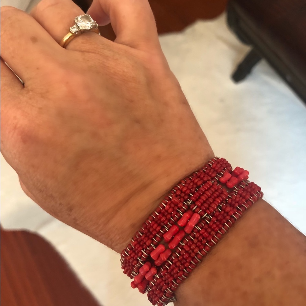 Rosita red bead cuff bracelet